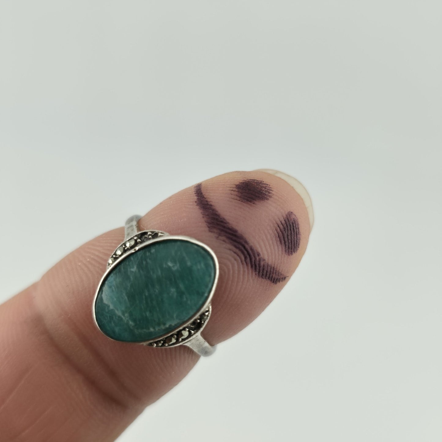 Birks Sterling Silver Green Stone Ring Size 6.5 Vintage