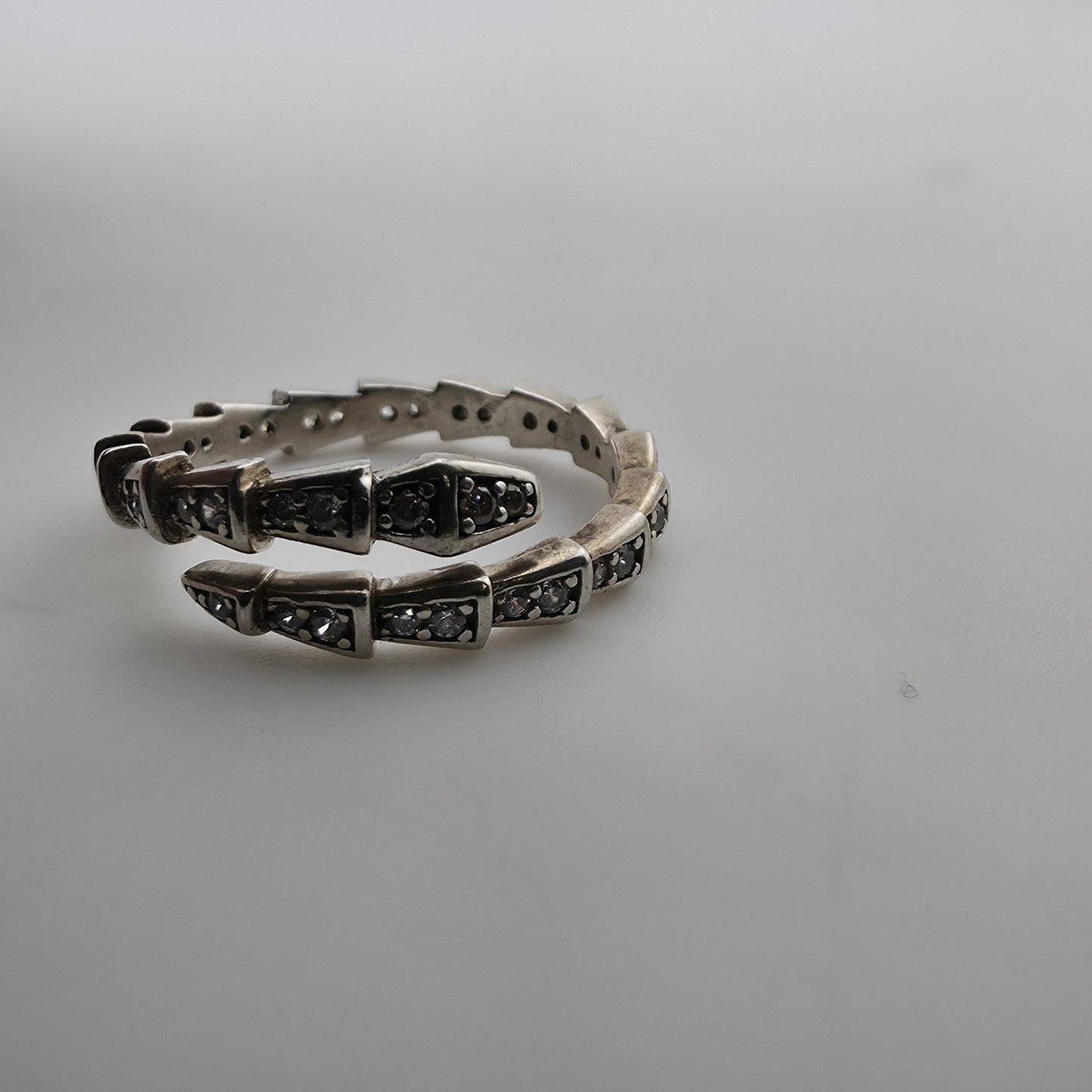 Sterling Silver Adjustable Ring with Pave Accents Missing Stones Size 7 Jewelry