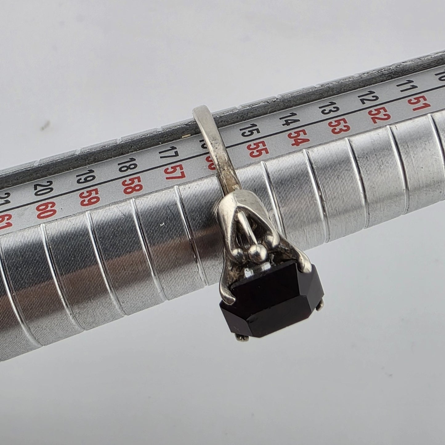 Vintage Sterling Silver Ring SARAH COVENTRY Emerald-Cut Garnet Solitaire 7.75