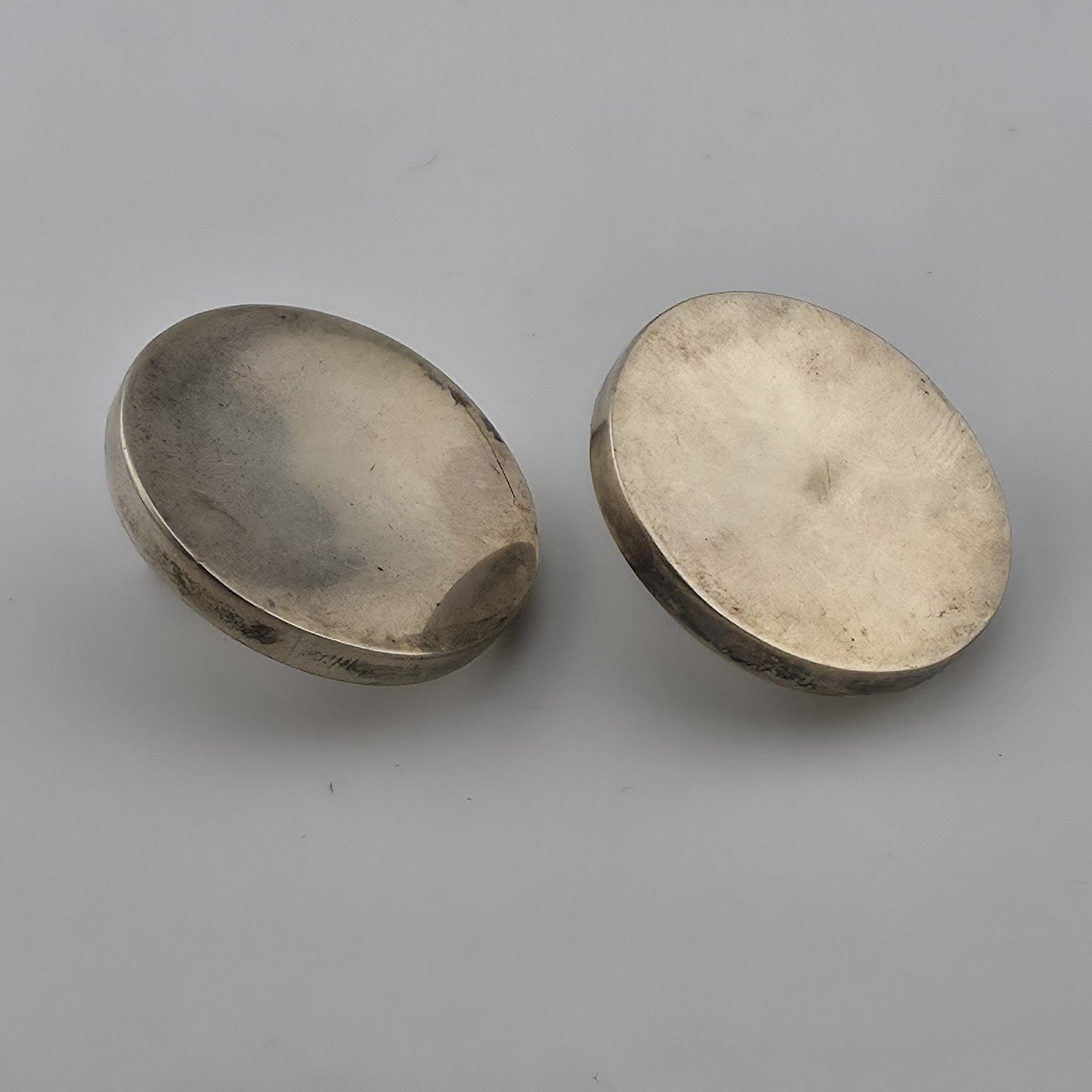 Vintage 925 Sterling Silver Round Disc Stud Earrings Modernist Minimalist Large