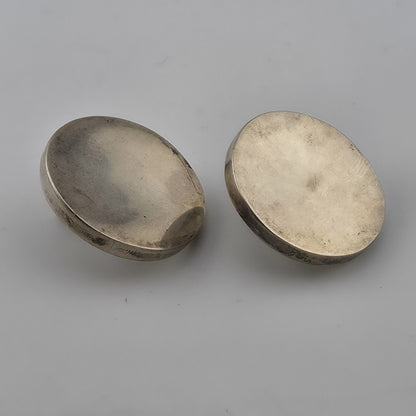 Vintage 925 Sterling Silver Round Disc Stud Earrings Modernist Minimalist Large