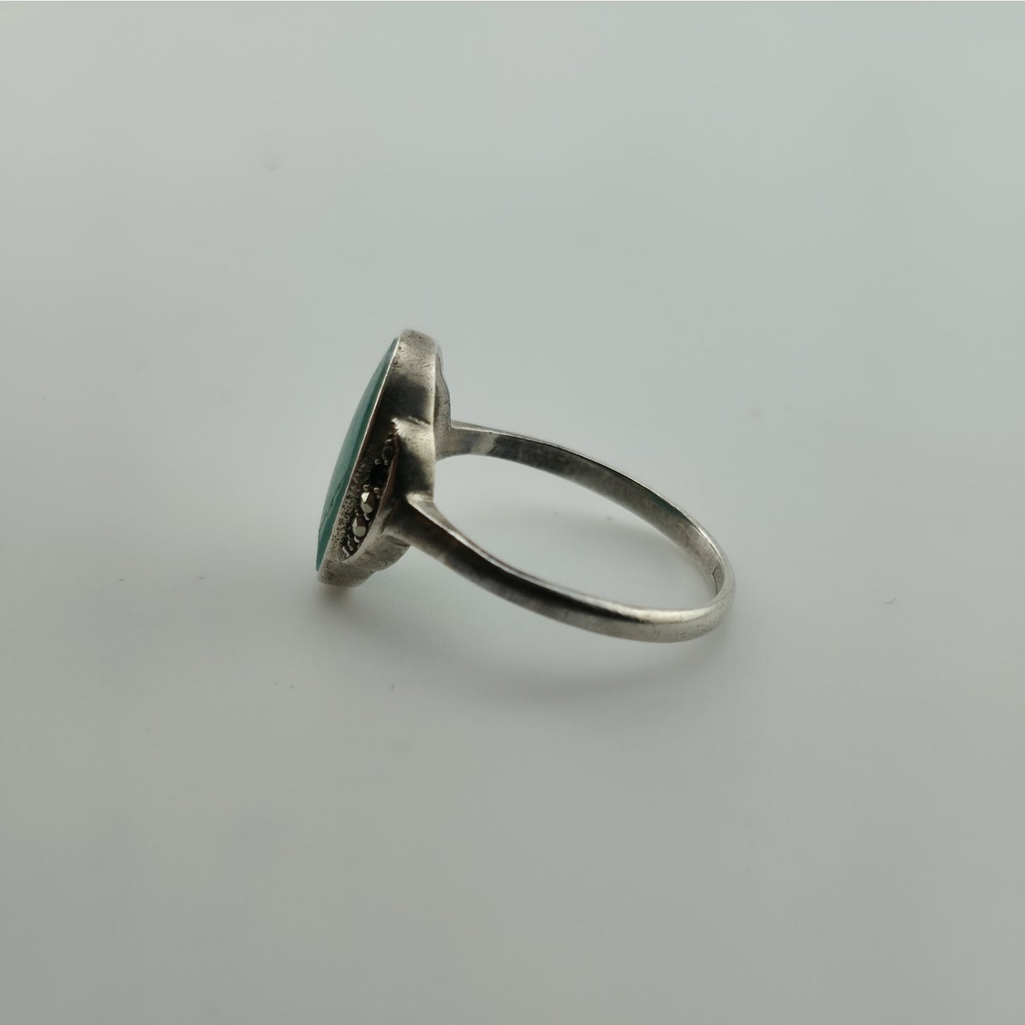 Birks Sterling Silver Green Stone Ring Size 6.5 Vintage
