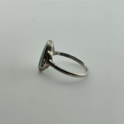 Birks Sterling Silver Green Stone Ring Size 6.5 Vintage