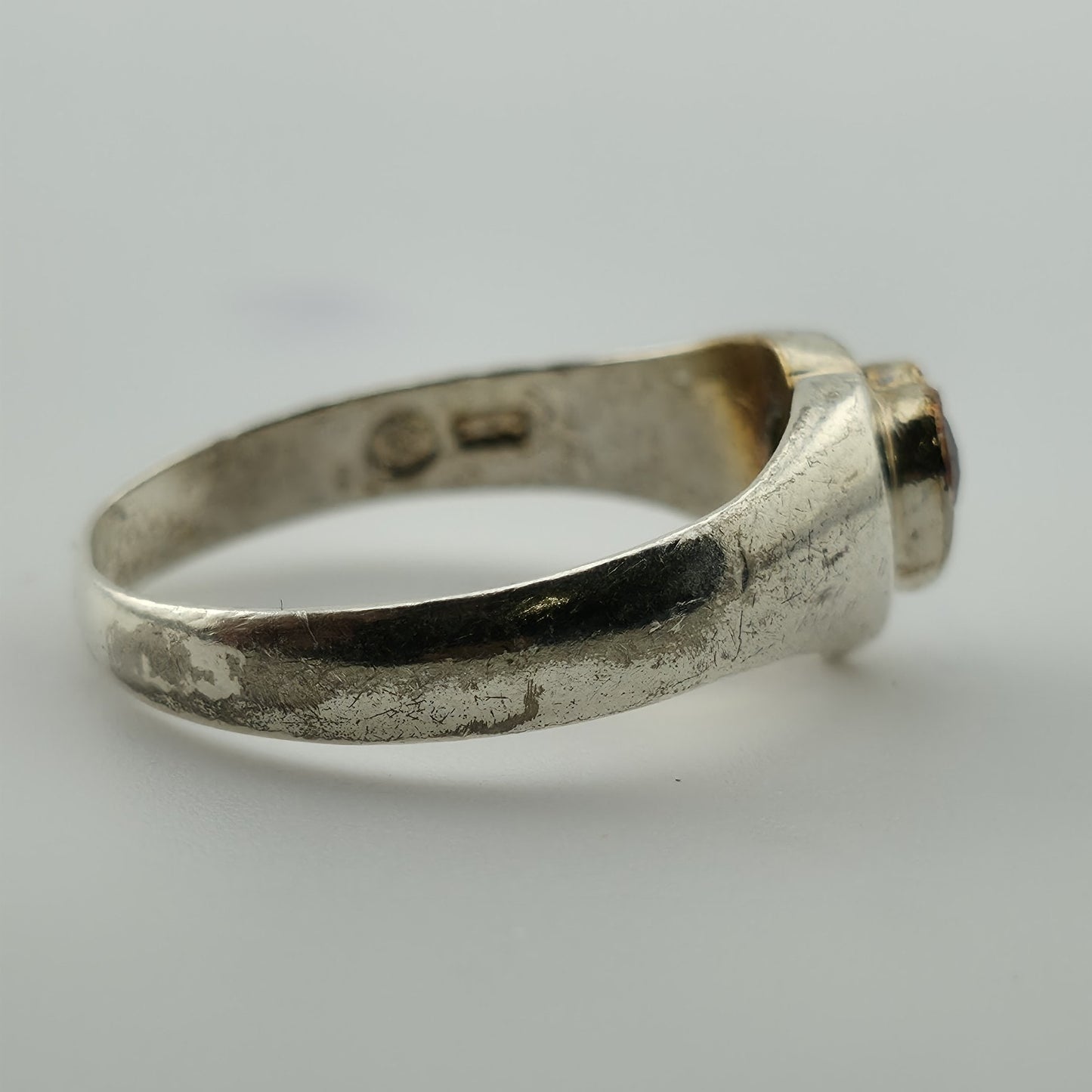 Sterling Silver Heart Ring Purple Stone Size 7 Vintage 925 Band Romantic