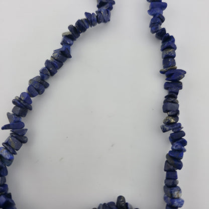 Lapis Lazuli Chip Bead Multi Strand Necklace & Dangle Earrings Set