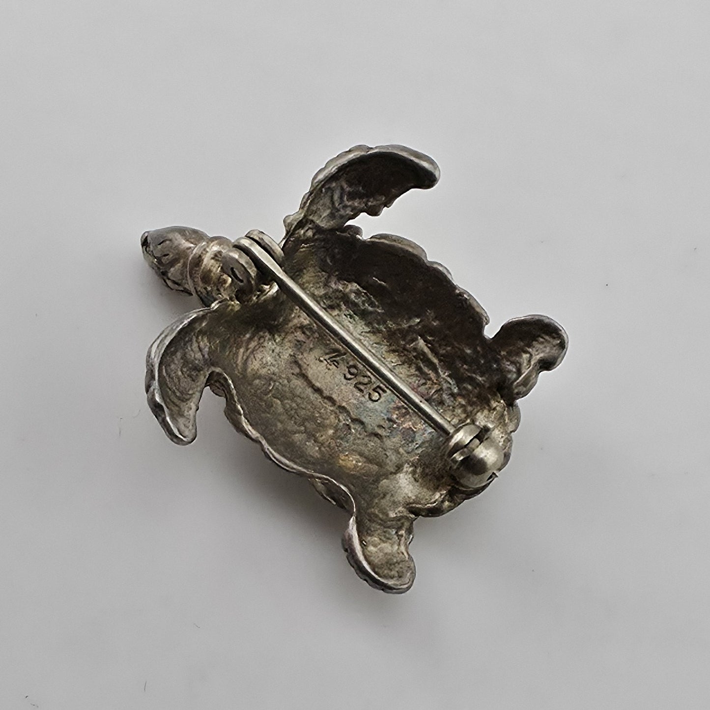 Vintage Sterling Silver Turtle Brooch 925 Figural Sea Turtle Pin Jewelry