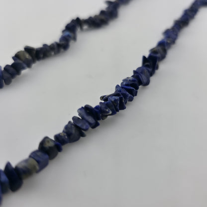 Lapis Lazuli Chip Bead Multi Strand Necklace & Dangle Earrings Set