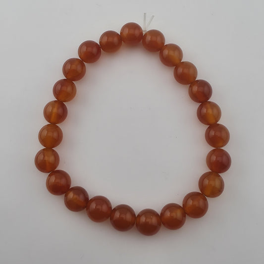 Carnelian Beaded Stretch Bracelet Orange Gemstone 6.5" Jewelry