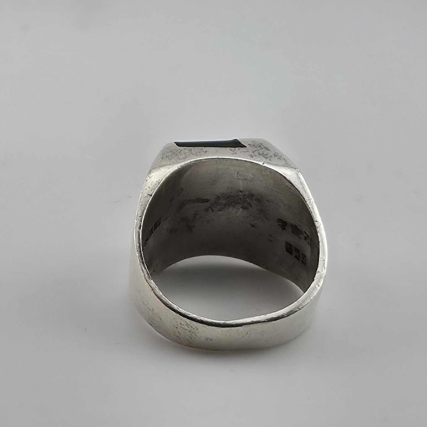 Vintage Mexico 925 Sterling Silver Black Onyx Signet Ring Size 9.5 17.4g Mens