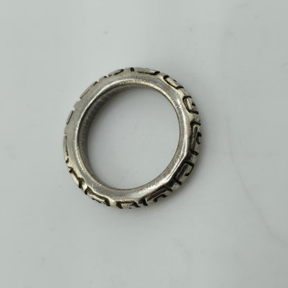 Vintage Mexico 925 Sterling Silver Greek Key Band Ring Size 5.5 6.2g