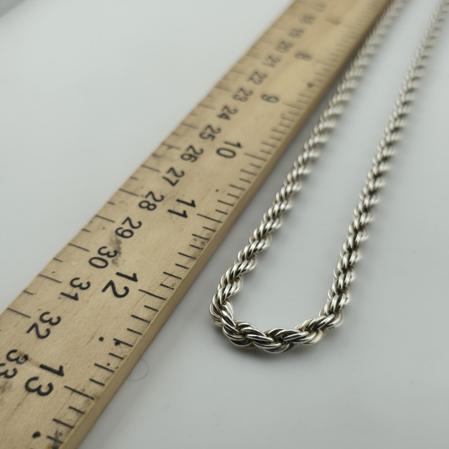 Solid Sterling Silver 925 Rope Chain Necklace 24” 47.2g Heavy Twist Link Italy