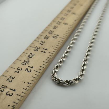Solid Sterling Silver 925 Rope Chain Necklace 24” 47.2g Heavy Twist Link Italy