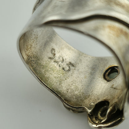 Sterling Silver Multi Stone Ring Sz 5.5 Amethyst Pearl Gem Artisan Missing Stone