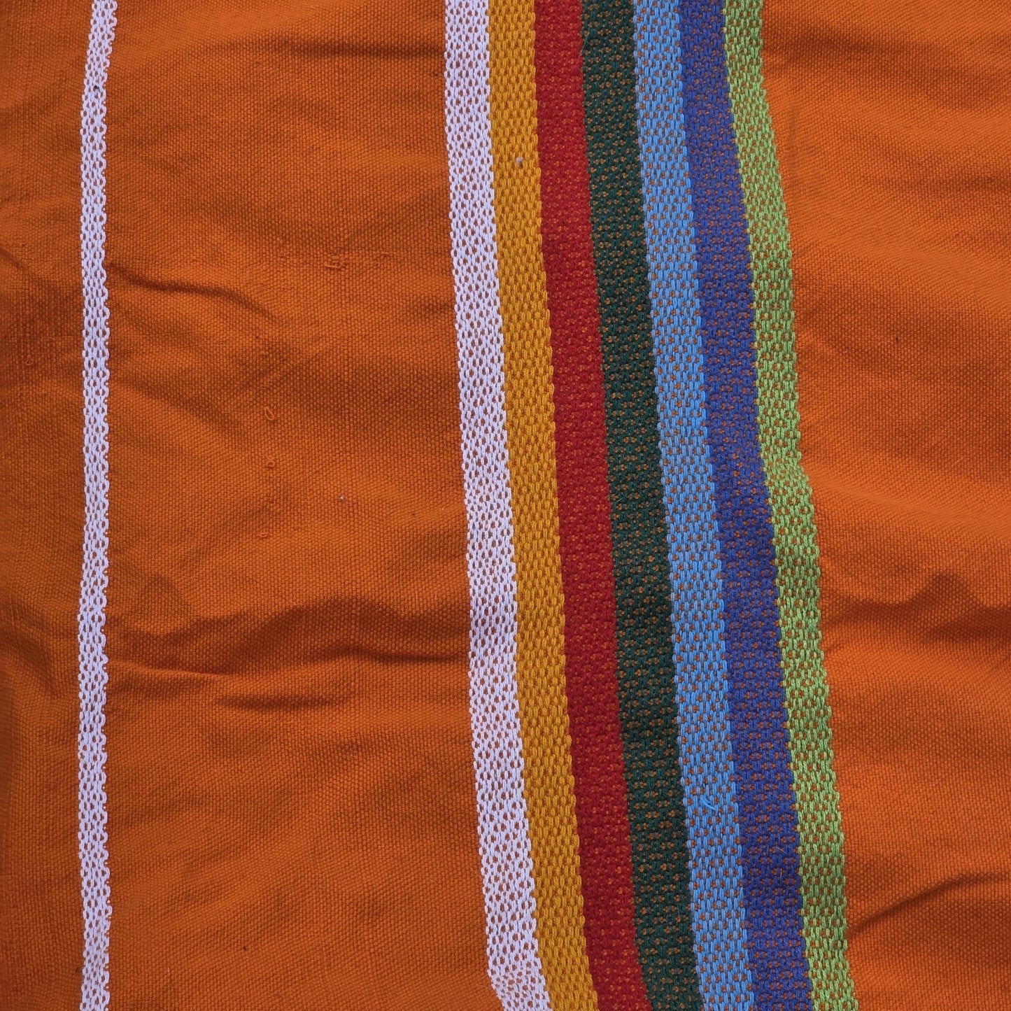 Vintage Mexican Handwoven Orange Blanket Bird Embroidery Serape Textile Throw