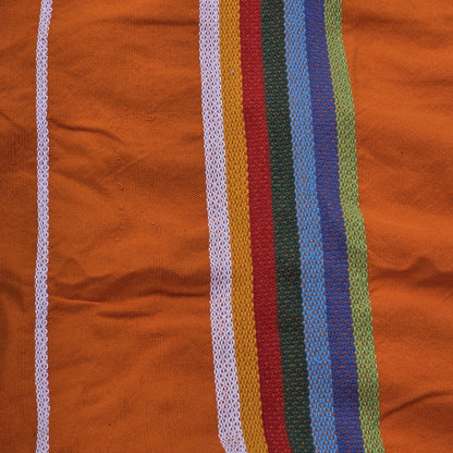 Vintage Mexican Handwoven Orange Blanket Bird Embroidery Serape Textile Throw