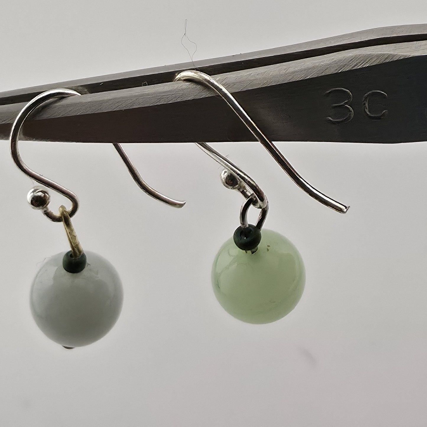 Mismatched Stone Bead Earrings Green Blue Dangle Silver Tone Boho Jewelry
