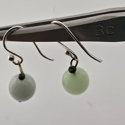 Mismatched Stone Bead Earrings Green Blue Dangle Silver Tone Boho Jewelry