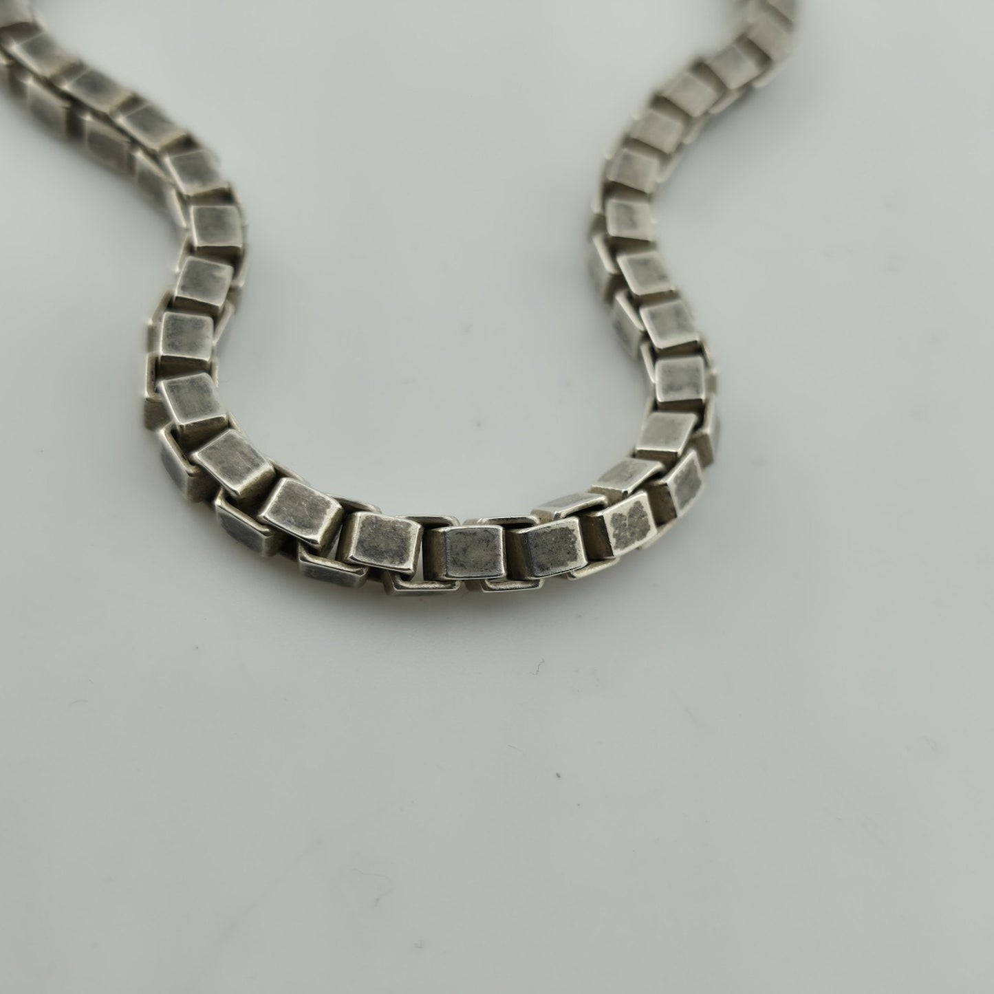 Sterling Silver 925 Box Chain Necklace 24” 4.4mm 65.4g Vintage Italy Patina