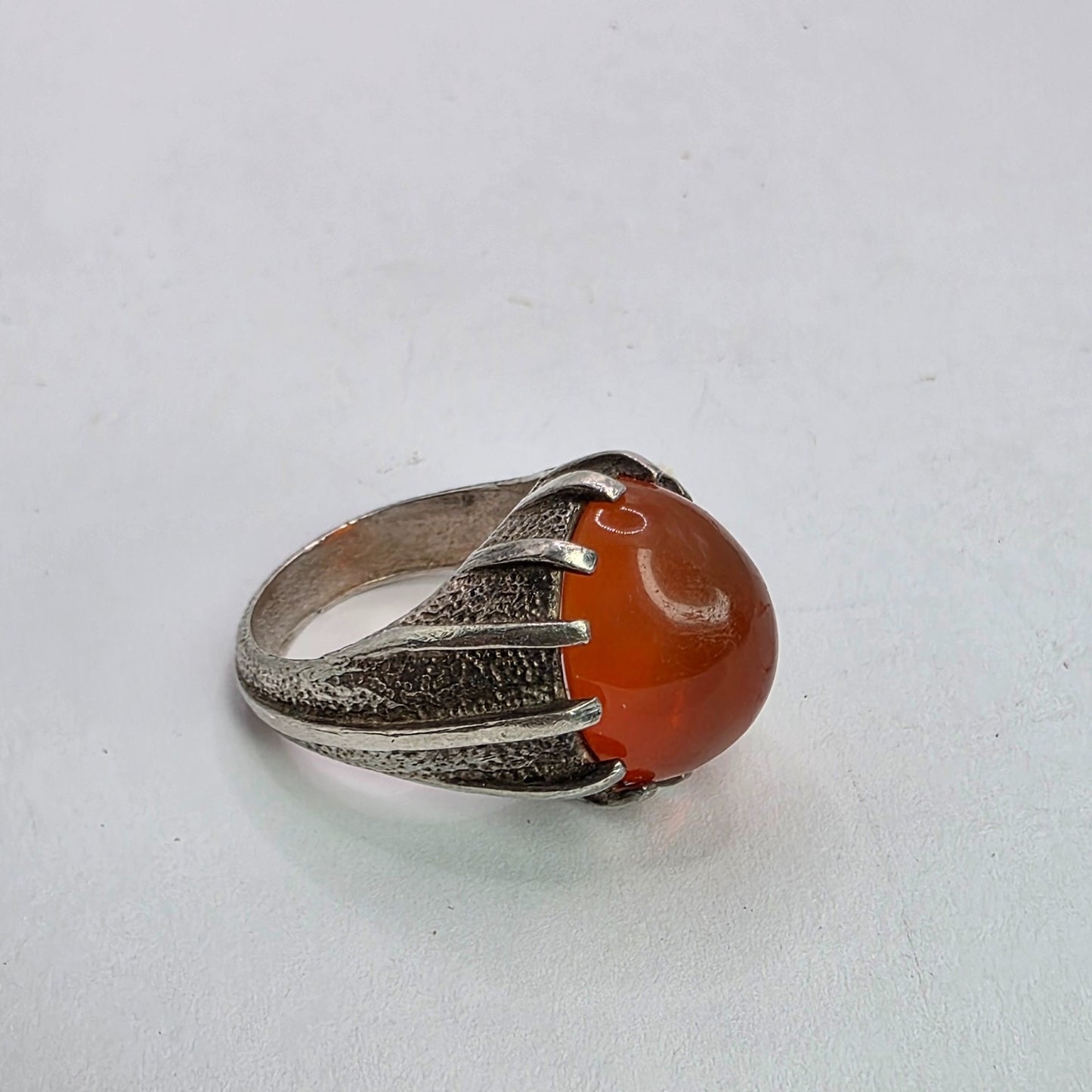 Vintage 925 Sterling Silver Carnelian Cocktail Ring Size 6 Gothic Jewelry