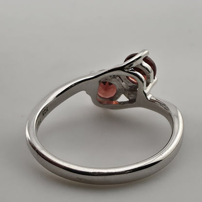 Sterling Silver Garnet Ring Two Stone Bypass Ring Minimalist Gemstone Ring Jewel