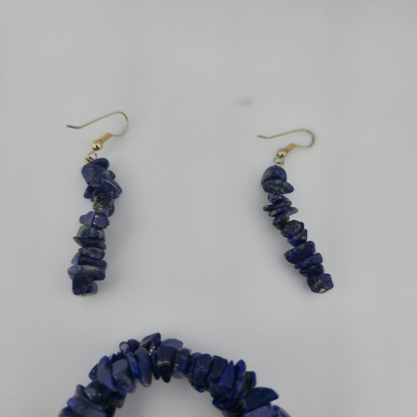 Lapis Lazuli Chip Bead Multi Strand Necklace & Dangle Earrings Set