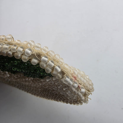 Vintage Faux Pearl Beaded Coin Purse Paris eiffel tower 1950s Bag Clutch 4x3
