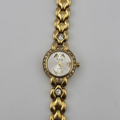 Black Hills Gold Quartz Women’s Watch Gold Tone Leaf Dial Working 6.75"