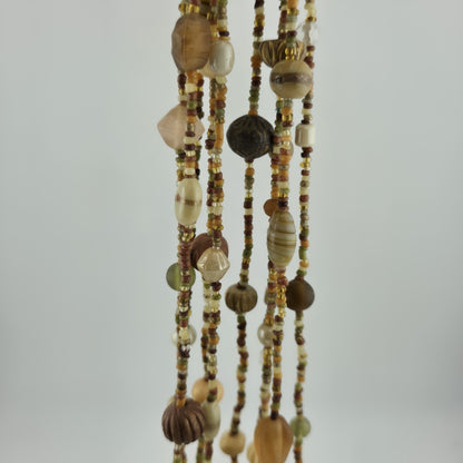 Necklace Artisan Mix Media Beaded Art Glass Earthy Boho 30" 1950s Vintage
