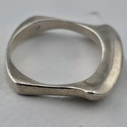 Vintage Modernist MCM Abstract Sterling Silver Ring Size 7 Unique Sculptural Ban