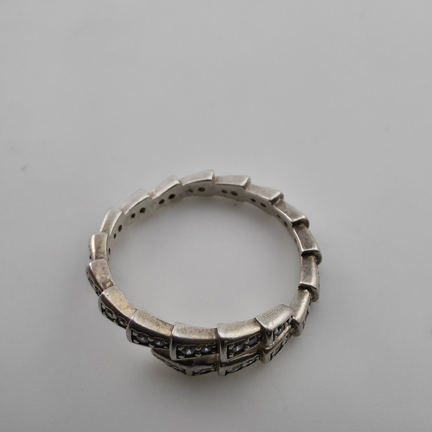 Sterling Silver Adjustable Ring with Pave Accents Missing Stones Size 7 Jewelry