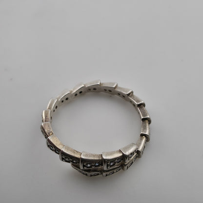 Sterling Silver Adjustable Ring with Pave Accents Missing Stones Size 7 Jewelry