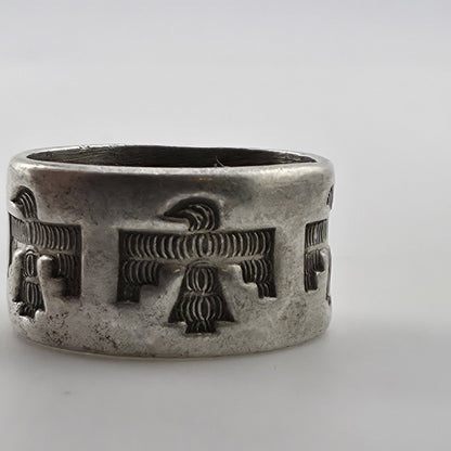 Vintage Bell Trading Post Navajo Thunderbird Ring Sterling Silver 925 Size 5