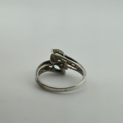 Sterling Silver Ring Stacked Topaz Amethyst Peridot Scroll Bypass Band 925 7.50