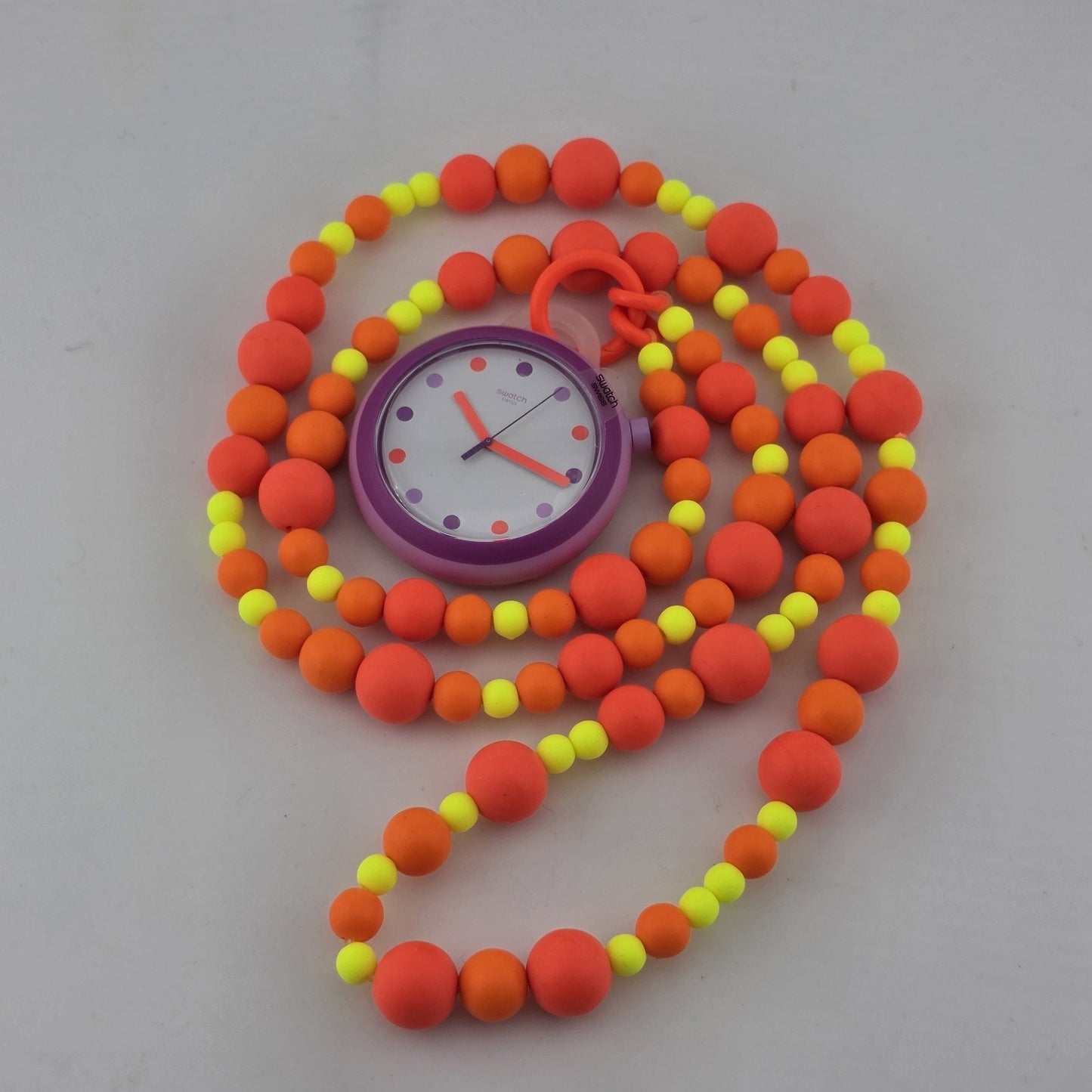 Swatch POPPINGPOP BEADS PNP100N Pop Swatch Necklace Watch New Y2K Rare Purple