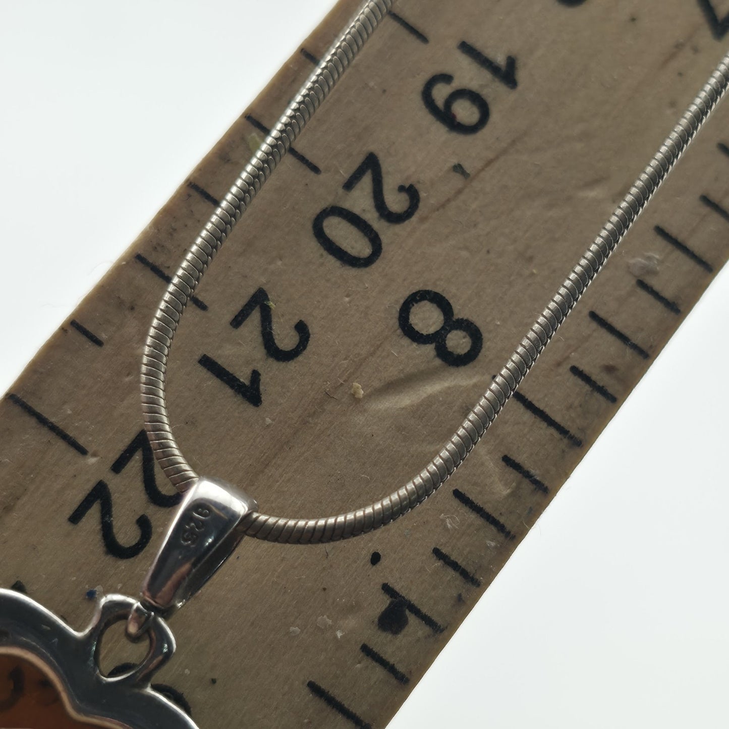 Paolo Romeo Sterling Silver 925 Amber Heart Pendant Necklace Snake Chain 16"