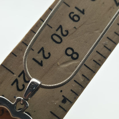 Paolo Romeo Sterling Silver 925 Amber Heart Pendant Necklace Snake Chain 16"