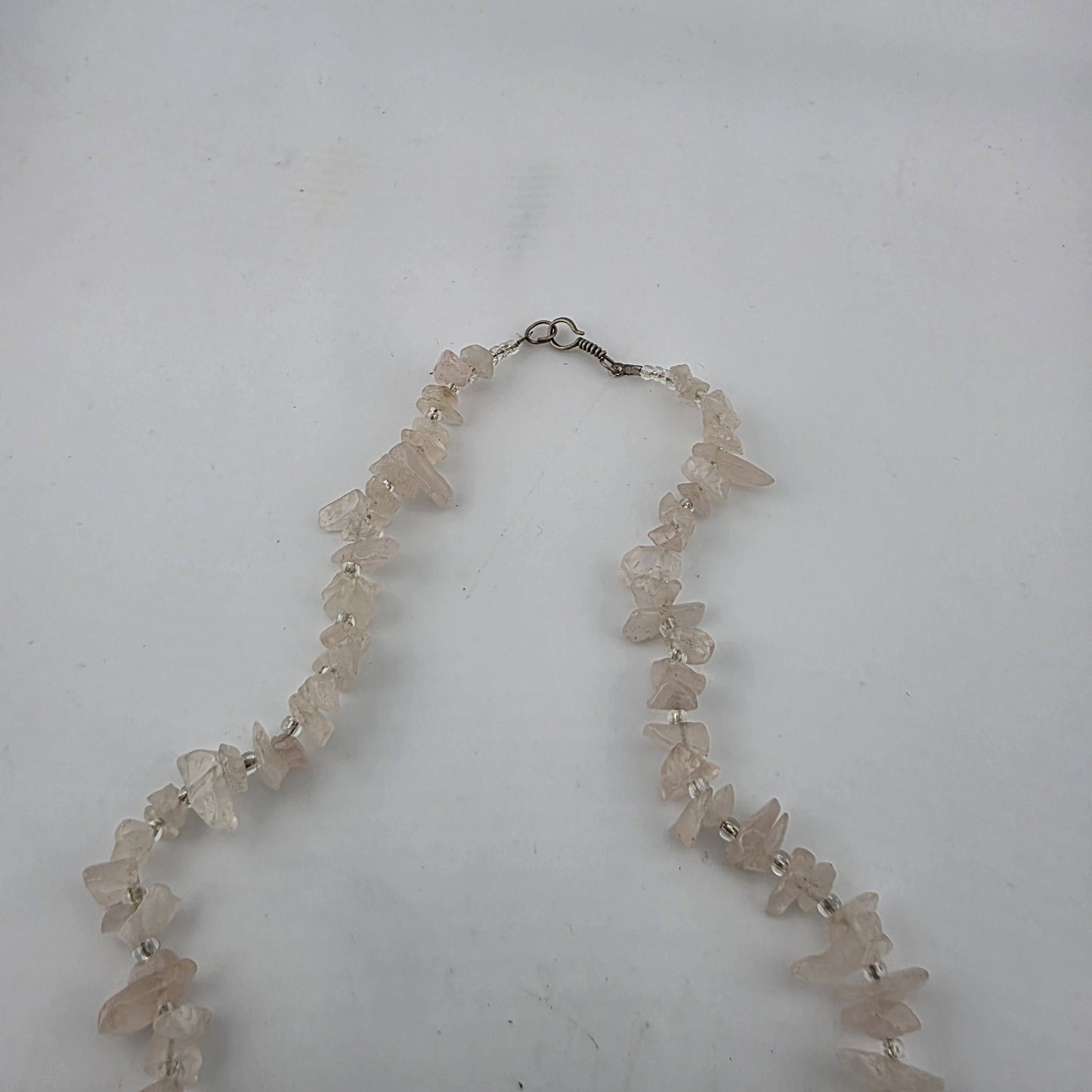 Rose Quartz Chip Necklace 20” Pink Gemstone Beaded Healing Boho