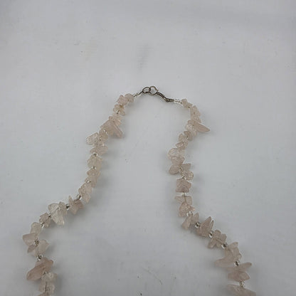 Rose Quartz Chip Necklace 20” Pink Gemstone Beaded Healing Boho