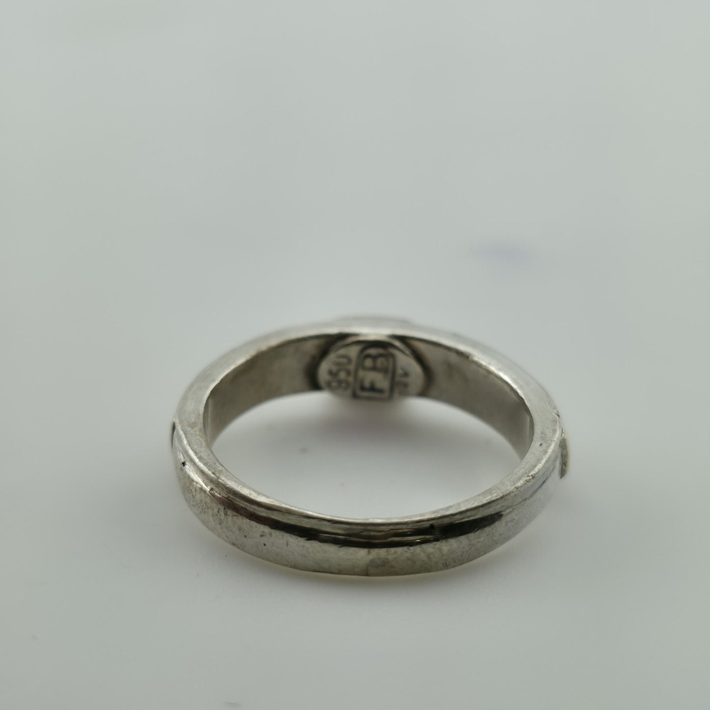 Sterling Silver 18K Gold Band Ruby Ring 6.25 FB Italy Two Tone Stackable Vintage