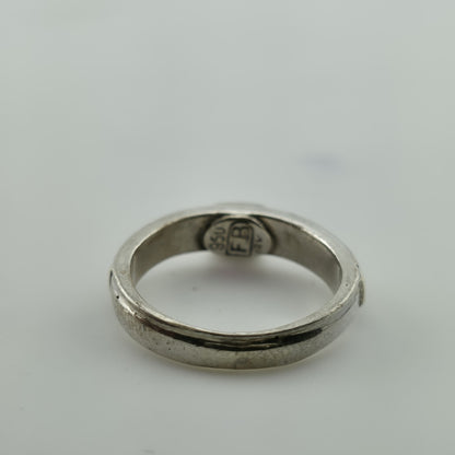 Sterling Silver 18K Gold Band Ruby Ring 6.25 FB Italy Two Tone Stackable Vintage