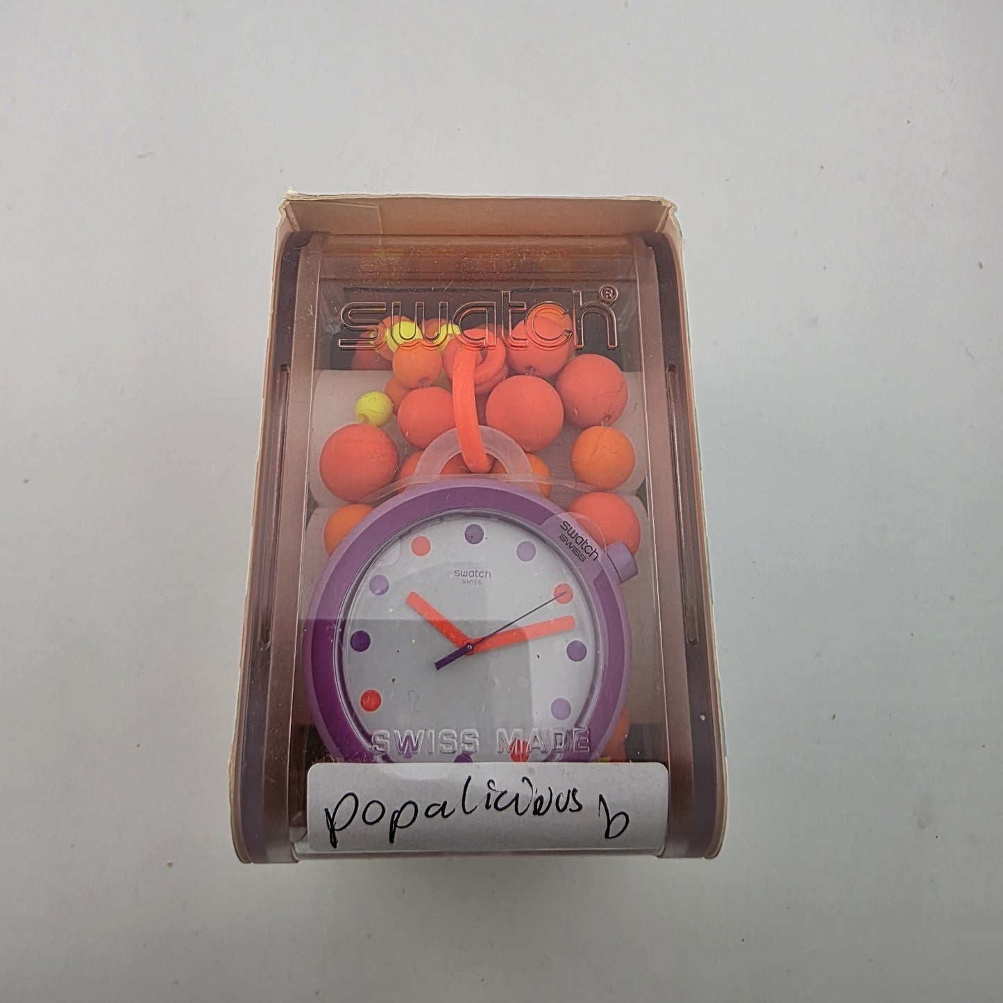 Swatch POPPINGPOP BEADS PNP100N Pop Swatch Necklace Watch New Y2K Rare Purple