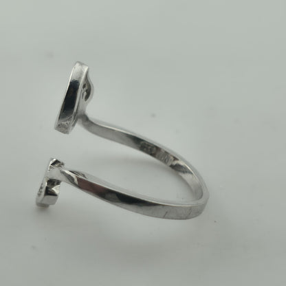 Sterling Silver 925 Double Heart Adjustable Ring Cubic Zirconia Jewelry