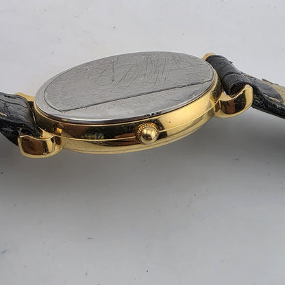 Vintage Northwest Airlines Dual Time Zone Watch Working Gold Tone Black Strap
