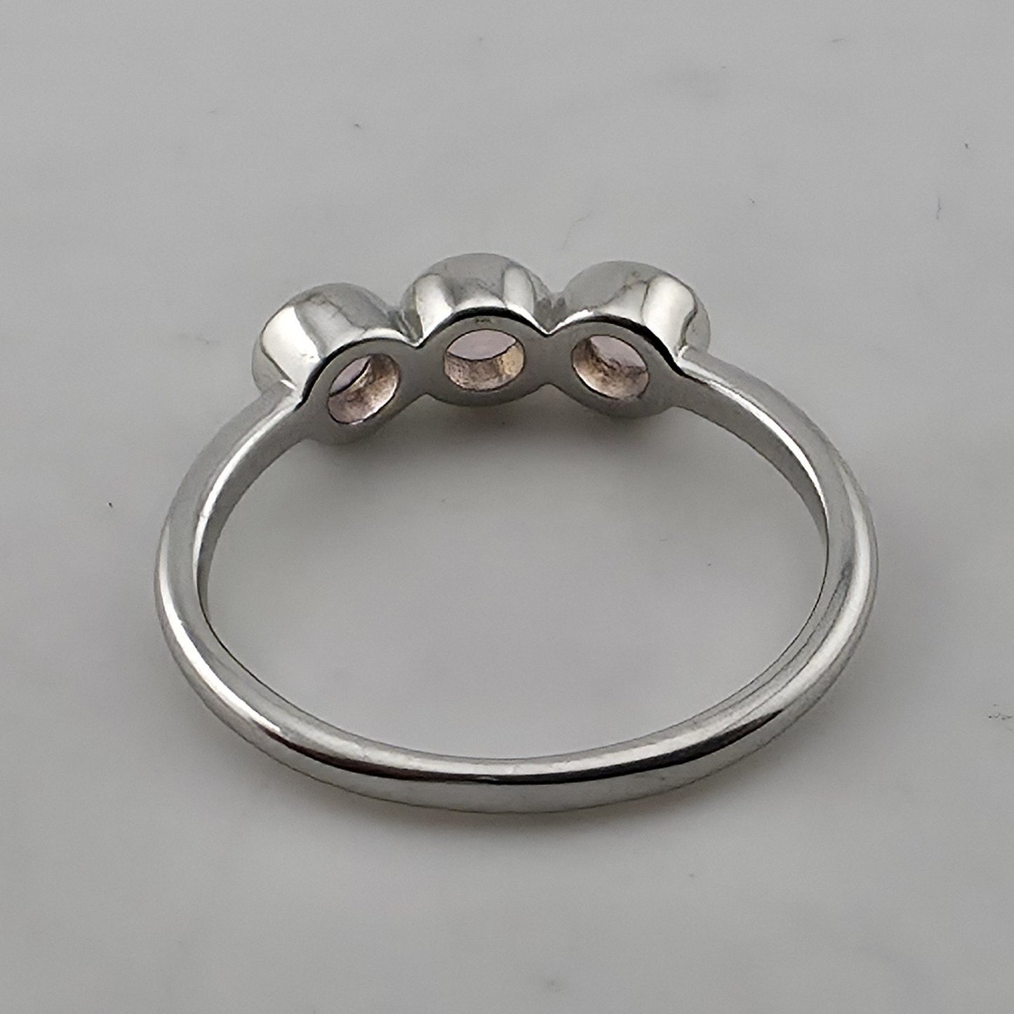 Bomb Party 925 Sterling Silver Purple Amethyst 3 Stone Ring Size 8 Bezel Set