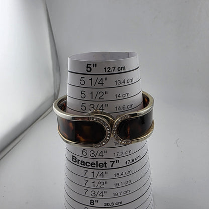 Sophie Tortoise Rhinestone Bangle Cuff Watch Gold Tone New Battery Size 6