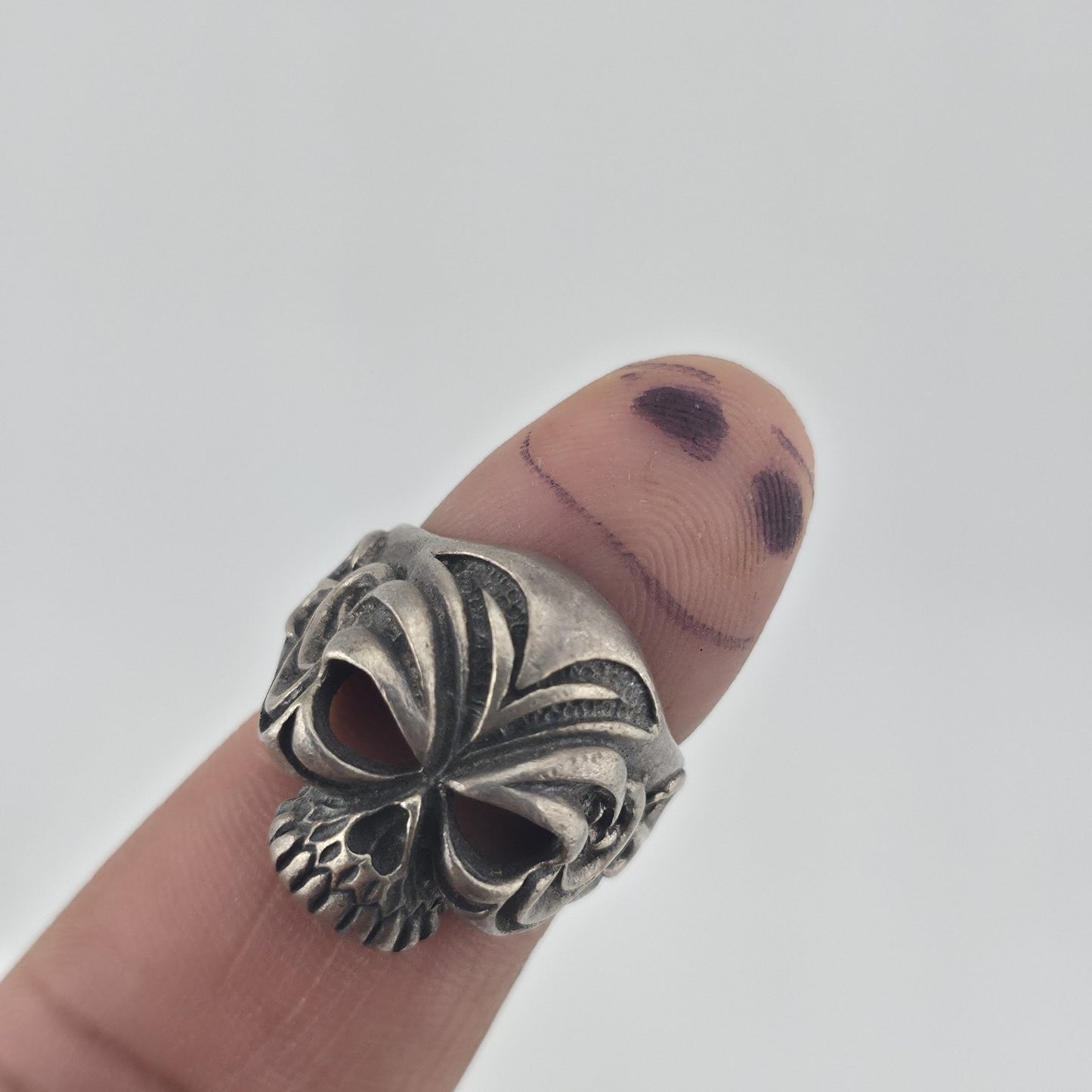 925 Sterling Silver Tribal Skull Ring Gothic Biker Heavy Mens Size 8
