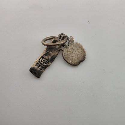 Worthy Vocations Teacher/Teach Charm Waxing Poetic Sterling Silver 925 Patina