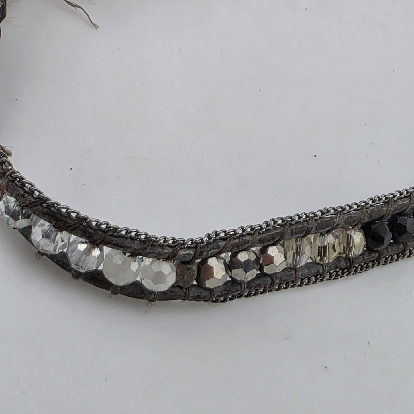Nakamol Woven Hematite Quartz Bead Necklace / Wrap Bracelet Brown 35”