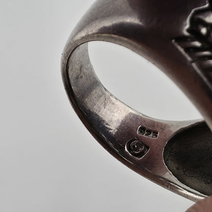 925 Sterling Silver Claddagh Dome Ring Celtic Heart Crown Hands Vintage Size 8