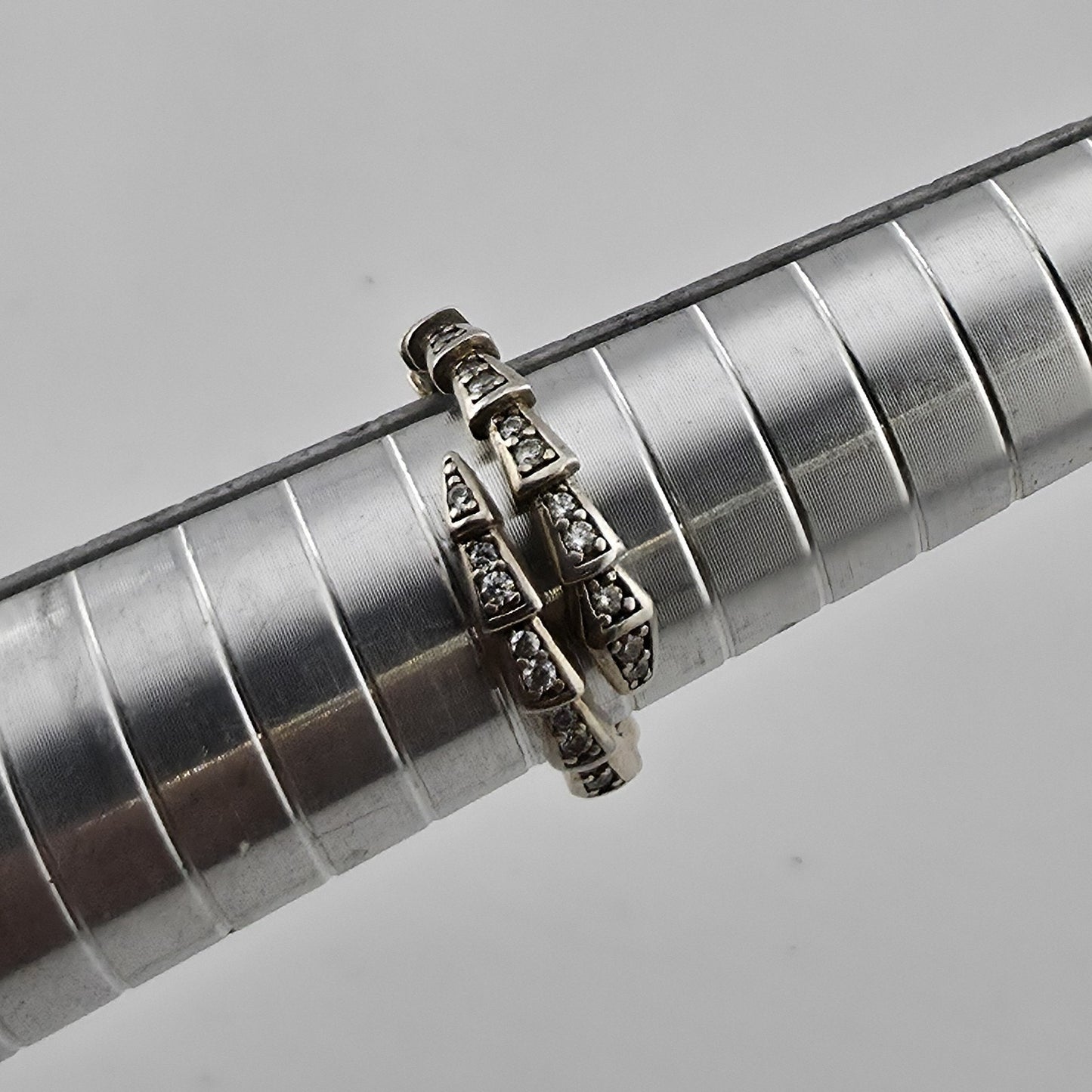 Sterling Silver Adjustable Ring with Pave Accents Missing Stones Size 7 Jewelry